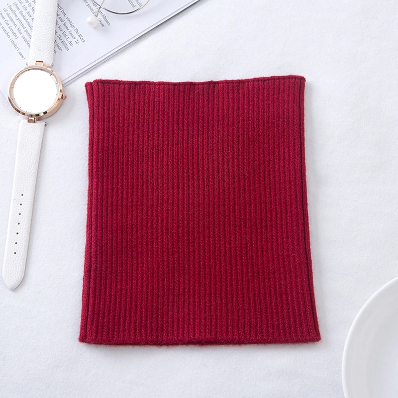 Covering Winter Scarf Women Fleece Ring Bandana Knitted Warm Solid Scarf  Neck Warmer Thick Cashmere Hot Handkerchief Ski Mask