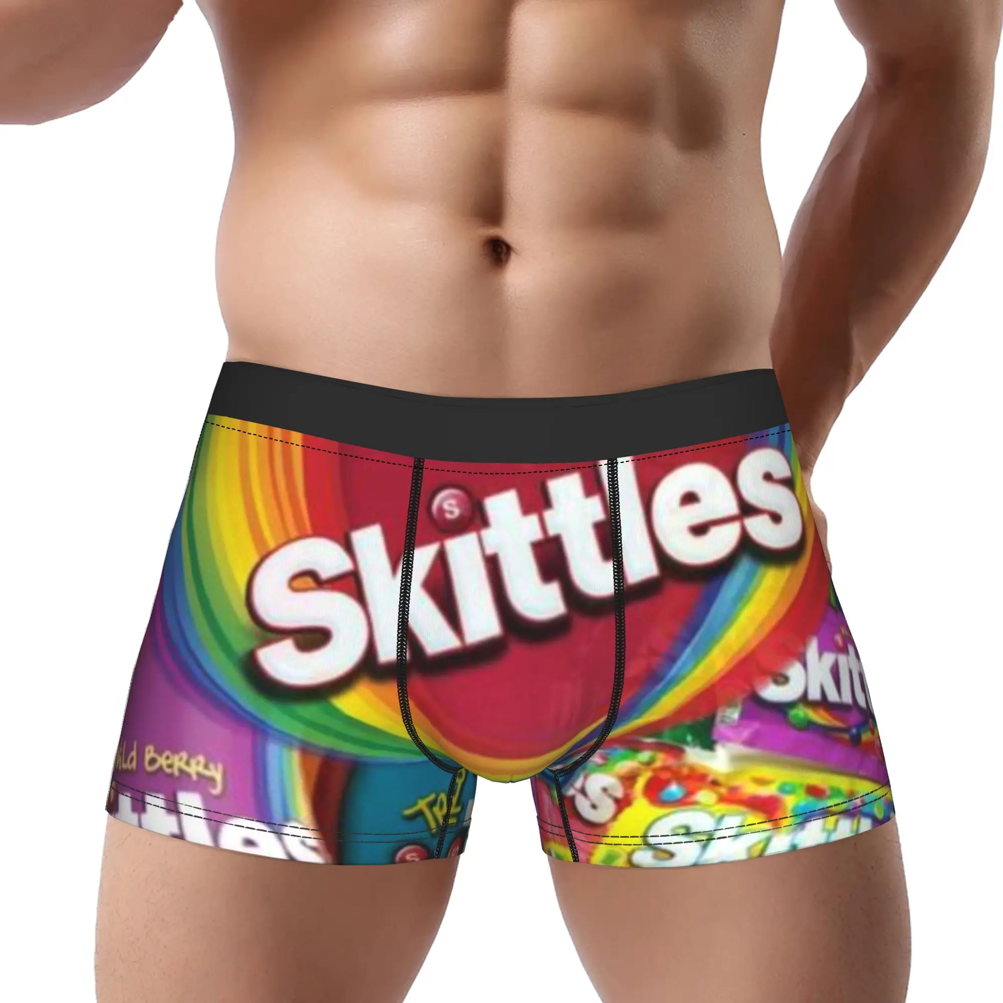 

Candy Skittles Underpants Homme Panties Men's Underwear Print Shorts Boxer Briefs