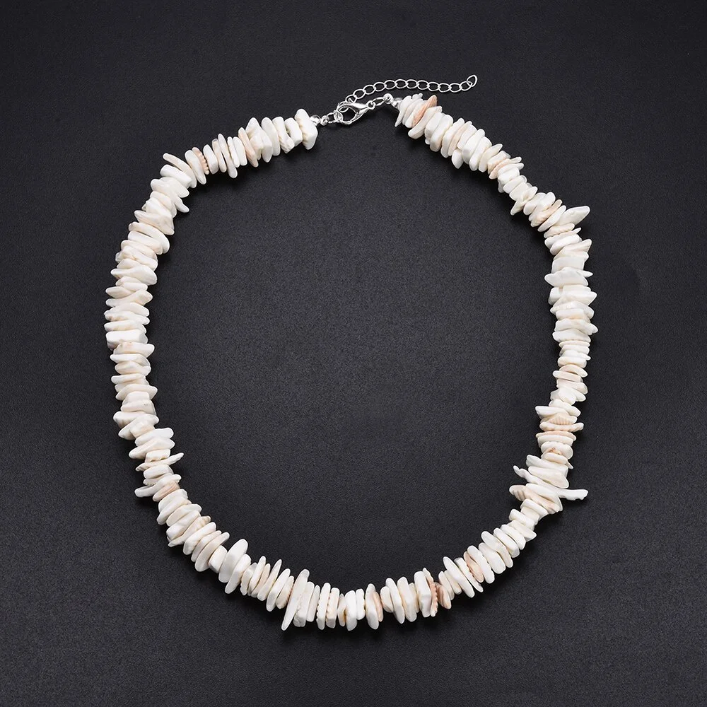 Collier en coquillage Puka blanc pour femmes, 40cm, bijoux de plage d'été, fermoir à homard réglable, cadeau Unique pour les surfeurs