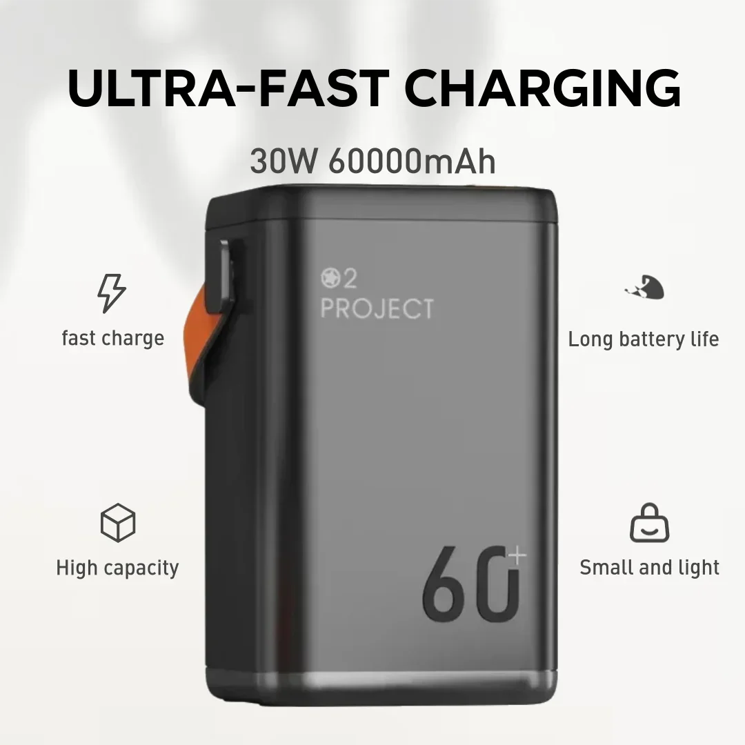 New 60000mAh High Capacity Power Bank 18WPD Fast Charging Powerbank Portable External Battery Charger for IPhone Samsung Huawei