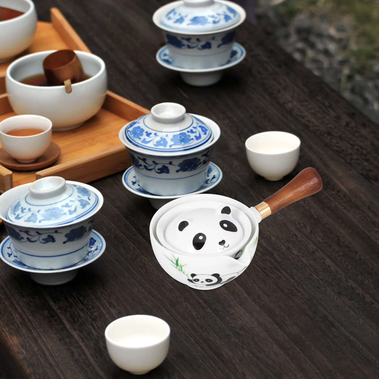 

Tea Rotating Teapot Pots Ceramic Handle for Stove Portable Ceramics Side Teaware Travel