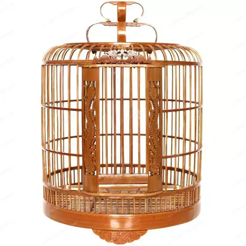 Bamboo cage with painted eyebrows for parrots, large size for household use, complete set of bamboo cages, old bamboo