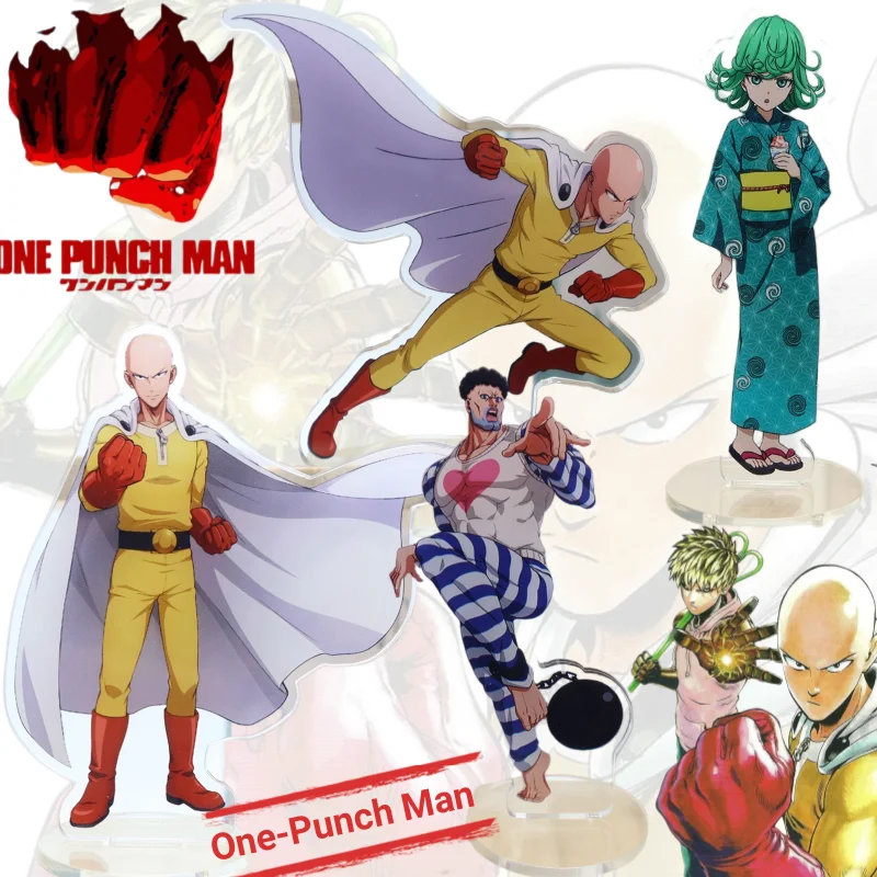 One-Punch Man Saitama Genos Tatsumak marca creativa alto valor de Color sándwich de doble cara dibujos animados impreso adornos acrílicos juguete