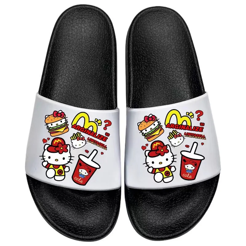 

really pictures 2025 new summer drop shipping hello kitty man's sandals white balck plus big size kids children's women slippers