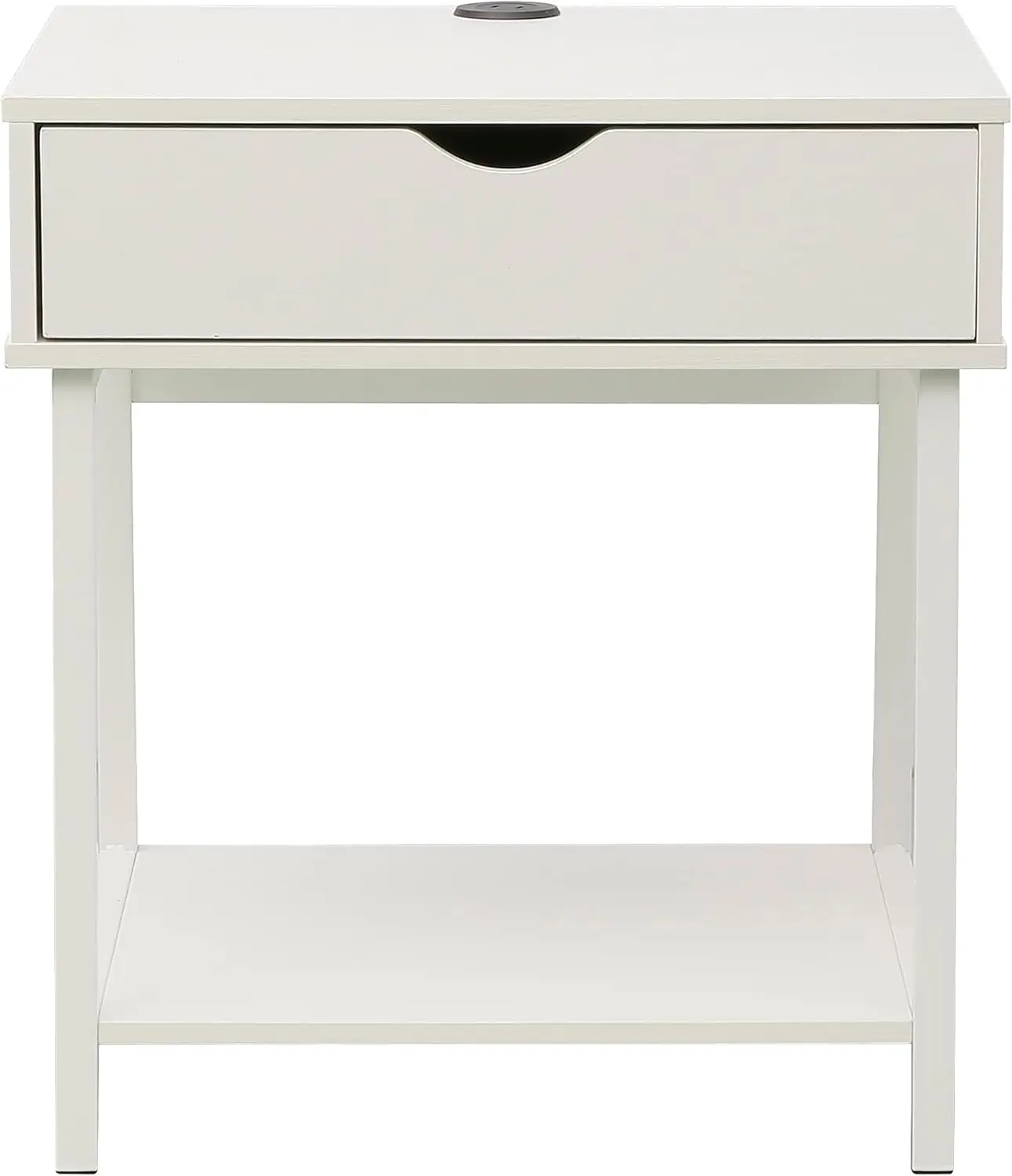 

Side End Table with Drawer and Shelves, White