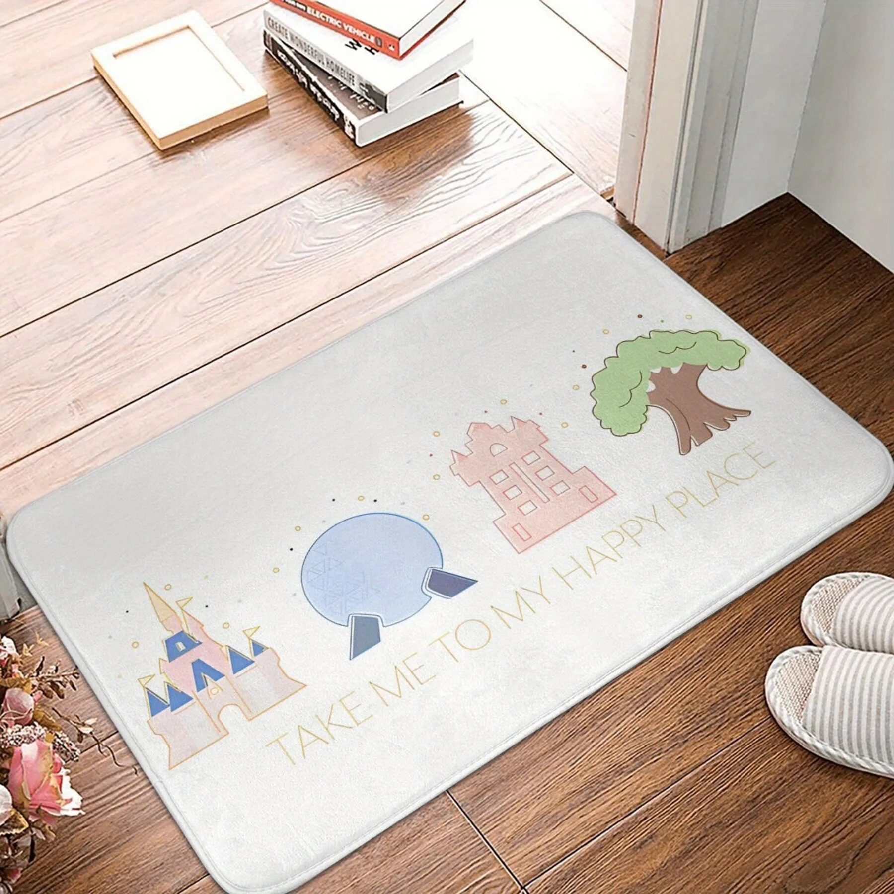 

1PC HAPPY PLACE Pattern Kitchen Rugs Non-Slip Door Mats Pop design Bathroom Rug Bath Mat Carpet for Home Sink Laundry Decor