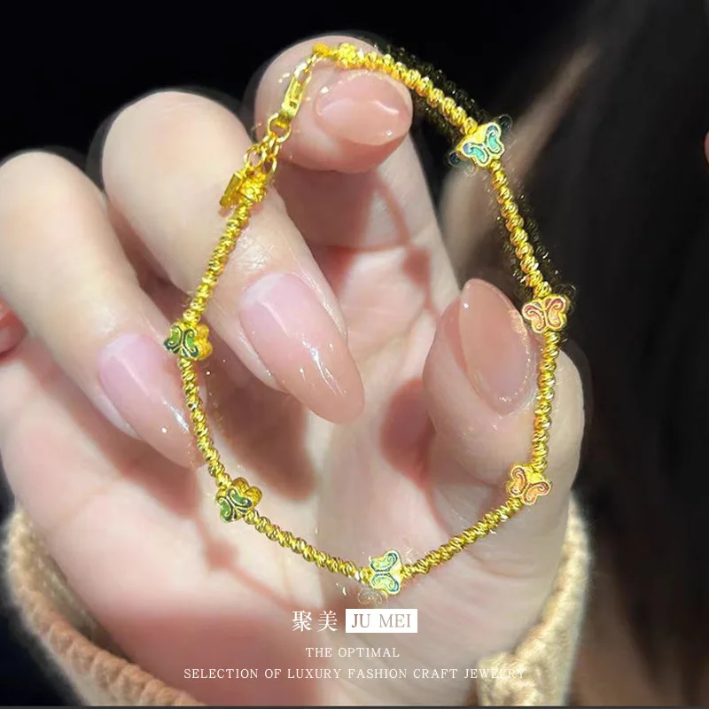 

9999 24K real gold store same style women's gold bracelet butterfly fashionable and beautiful jewelry