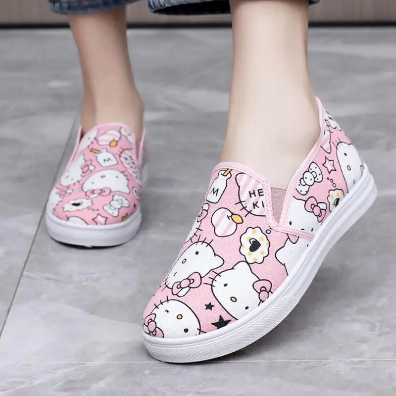 

Cartoon Hello Kittys Girl Canvas Shoe Good-Looking Casual Shoes Breathable Skate Shoes 2025 New Model Cute Fashion Cute Gift