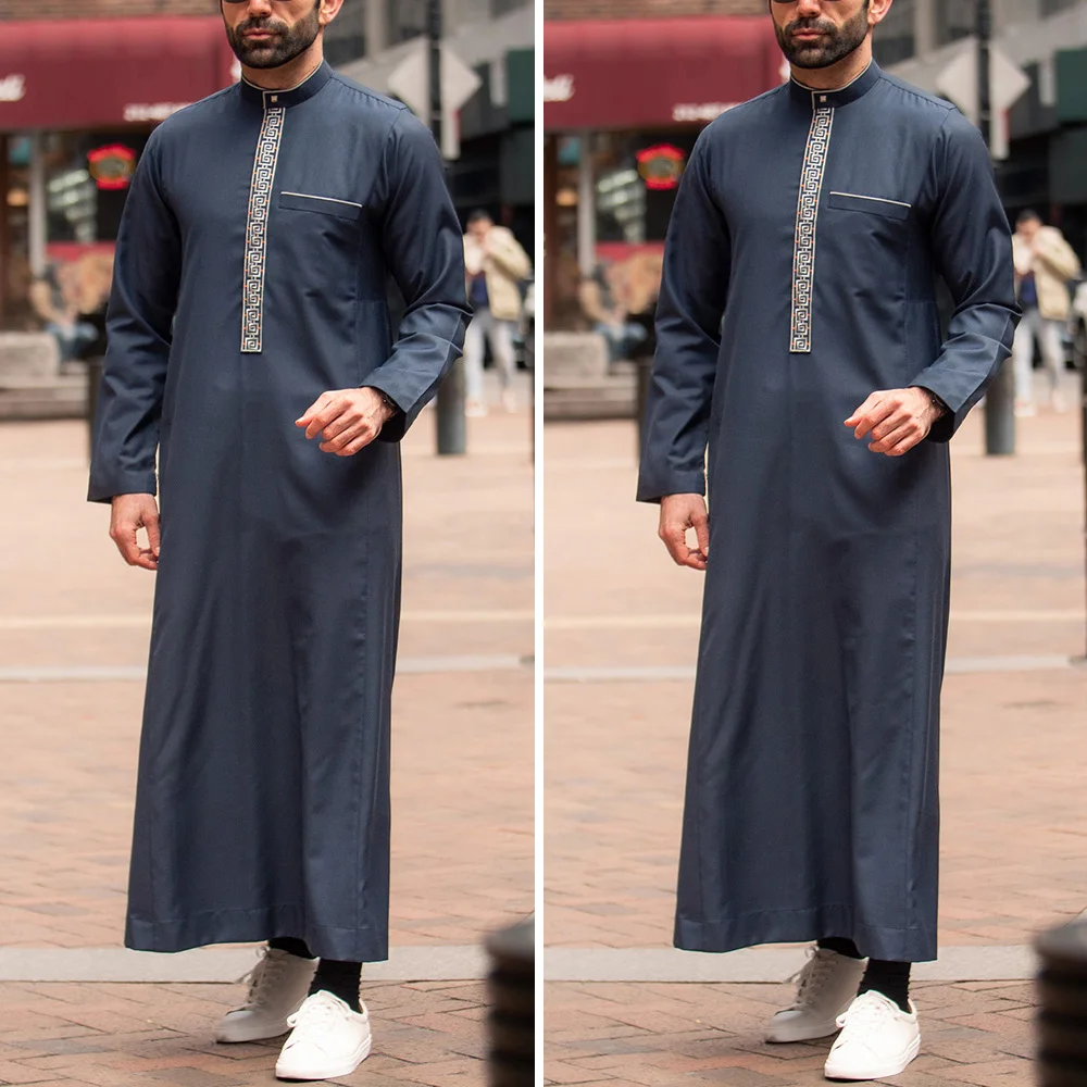 Islam Kaftan Muslim Men Clothing Moroccan Caftan Hand Embroidered Loose and Breathable Djellaba Abaya Thobe for Men Summer 2024