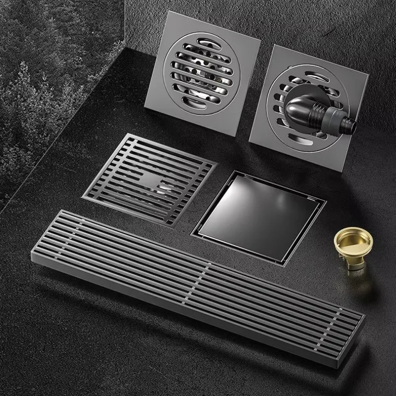 Modern new bathroom floor drain stainless steel embedded square shower grille deodorant floor drain