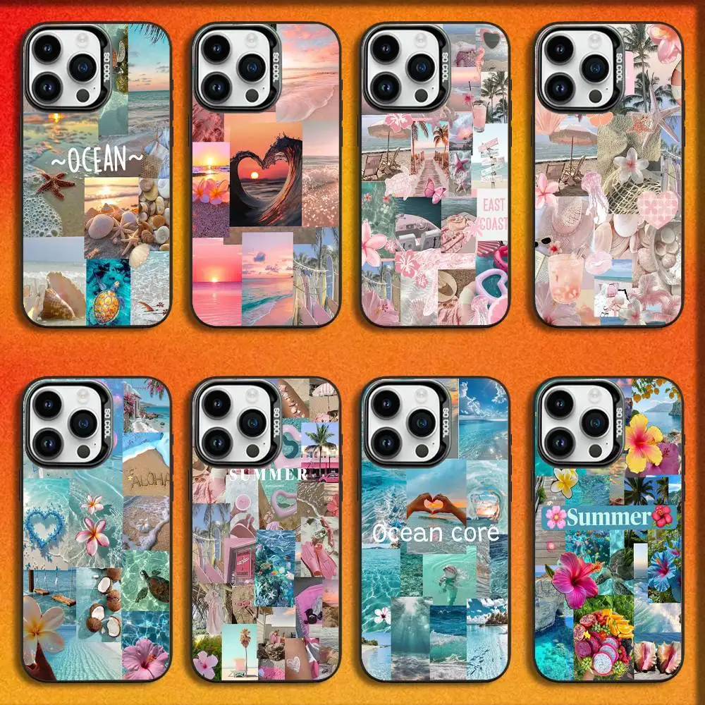 

Summer Seaside Ocean Beach Sea Phone Case For iPhone 16,15,14,13,12,11,Mini,Pro,E,SE4,MAX Black Candy Matte Fashion Cover