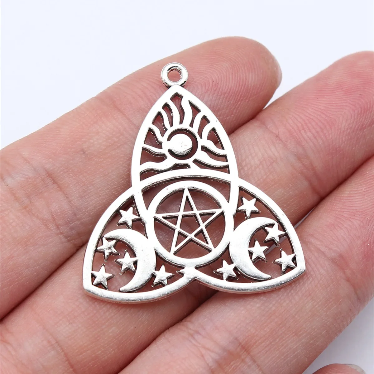 10pcs 35x32mm(1.38x1.26inch) Antique Silver Color Moon Star Sun Witchcraft Charms Alloy Materials Jewelry Findings