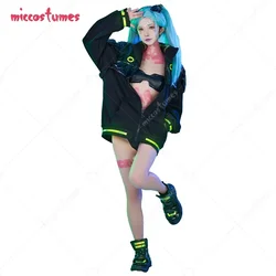 Miccostumes Women's Black Cosplay Costume Jacket Set with Tattoo Stickers