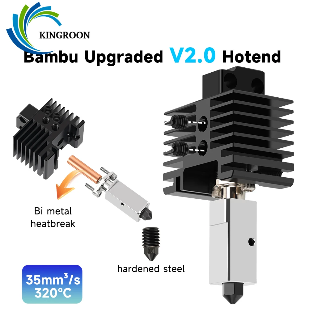 Металлическая ГОРЛОВАЯ насадка для Bambu lab Hotend Bi, сопло из закаленной стали, медный никелированный блок для обновления Bambulab x1c Hotend P1P