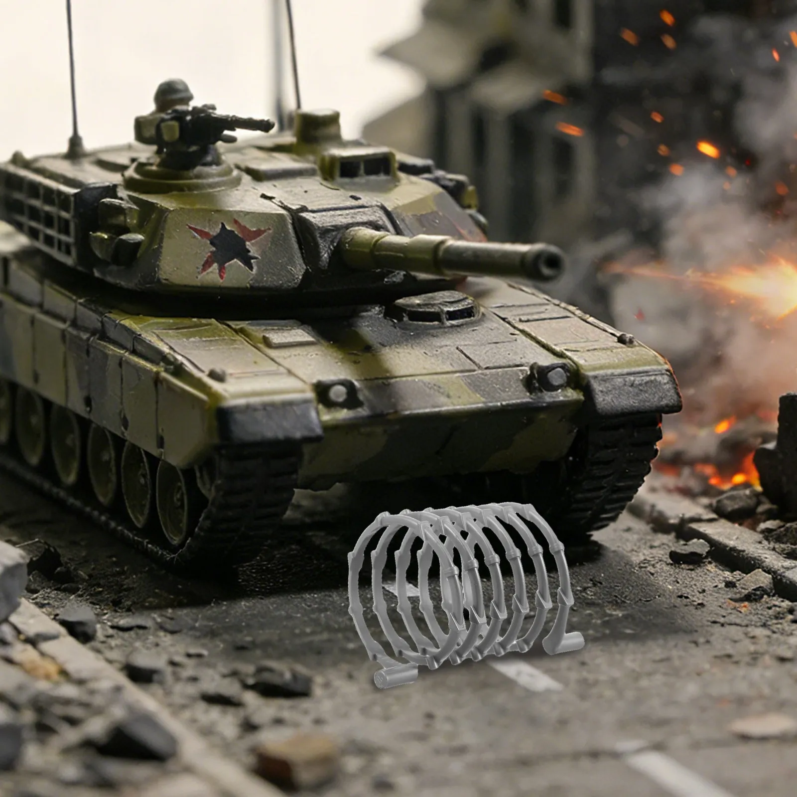 

30Pcs Mini Fence Coil Springs Plastic Barbed Wire Fence Accessories for Military Diorama Building Brick Compatible Barricade