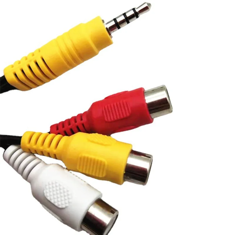 3.5mm one in three AV adapter cable Male to 3 RCA red white yellow video cable Lotus female audio adapter cable D6