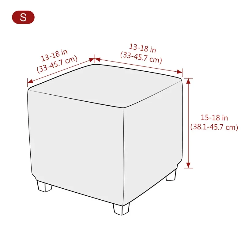 1pc Solid Color Polar Fleece Ottoman Cover Square Stool Covers Elastic Sofa Footrest Slipcover Footstool Case for Home Decor