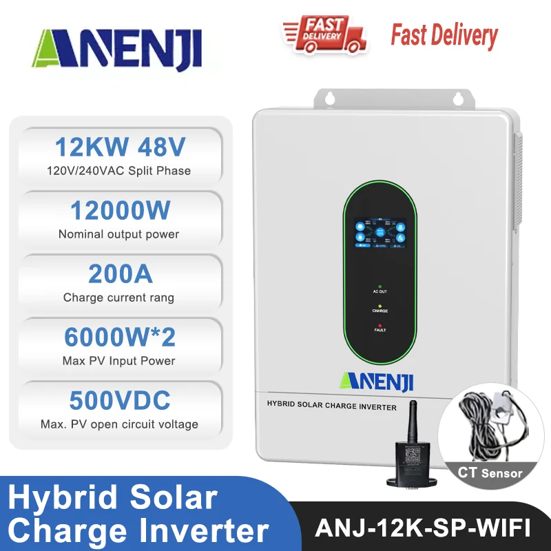 ハイブリッドソーラーインバーター Anenji社製 Anenji 12KW 48V 110V/120V 分離型ソーラーインバーターハイブリッド