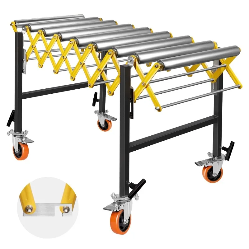 Adjustable roller conveyor with wheels for warehouse factory Expandable conveyor Stainless steel roller belt