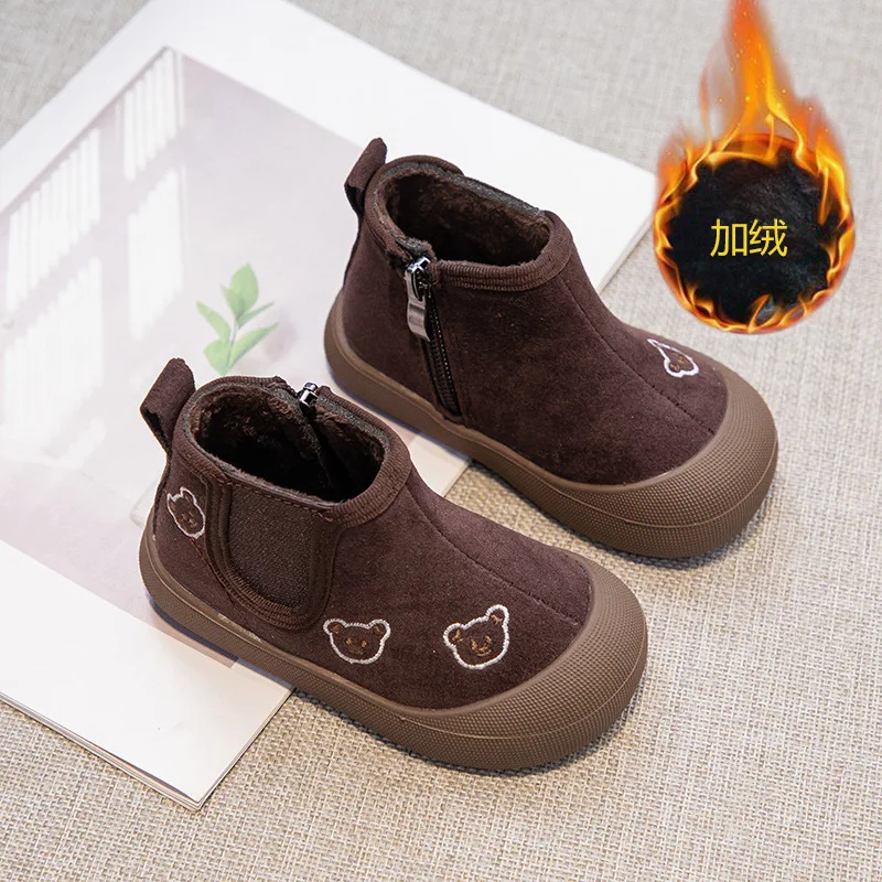 Girl Boot 2026Autumn New Cute Girl Shoe Kid Sneakers Trend Boy Boot with Velvet Warmth Kid Cotton Shoe Casual Kid Shoebotas Niña