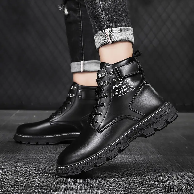 Man Shoes Military High Top Winter Lace-Up Botas Hombre Men Leather Shoes Fashion Motorcycle Men Ankle Boots Men Boots