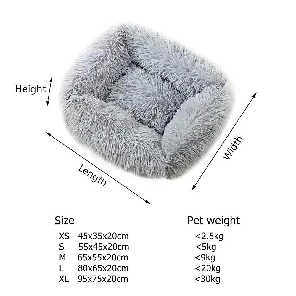 Long Plush Dog Bed Warm Plush Cat House Big Size Square Soft Dog Beds For Large Dogs Puppy Bed House Nest Cushion Pet Product