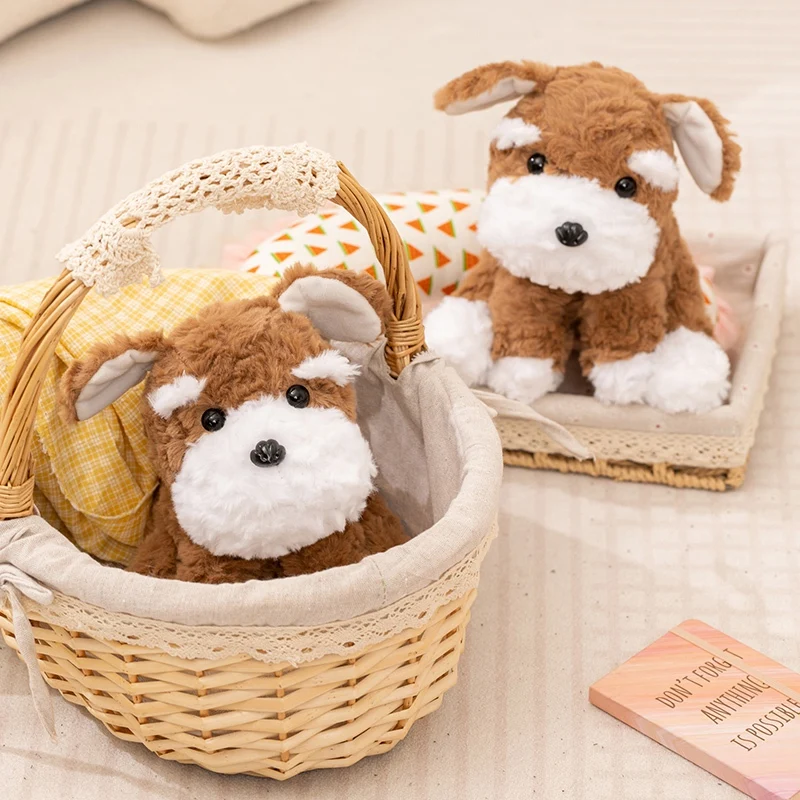 Simulation 23 cm Braun Schnauzer Hund Plüsch Spielzeug Realistische Gefüllte Flauschige Tier RealLife Haustiere Niedlichen Welpen Wohnkultur Baby Geschenke