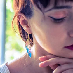 Color Fairy Butterfly Wing Drop Dangle Hook Earrings Gift for Women Teen Girls BFF Cute Nature Fairycore Unique Handmade Jewelry