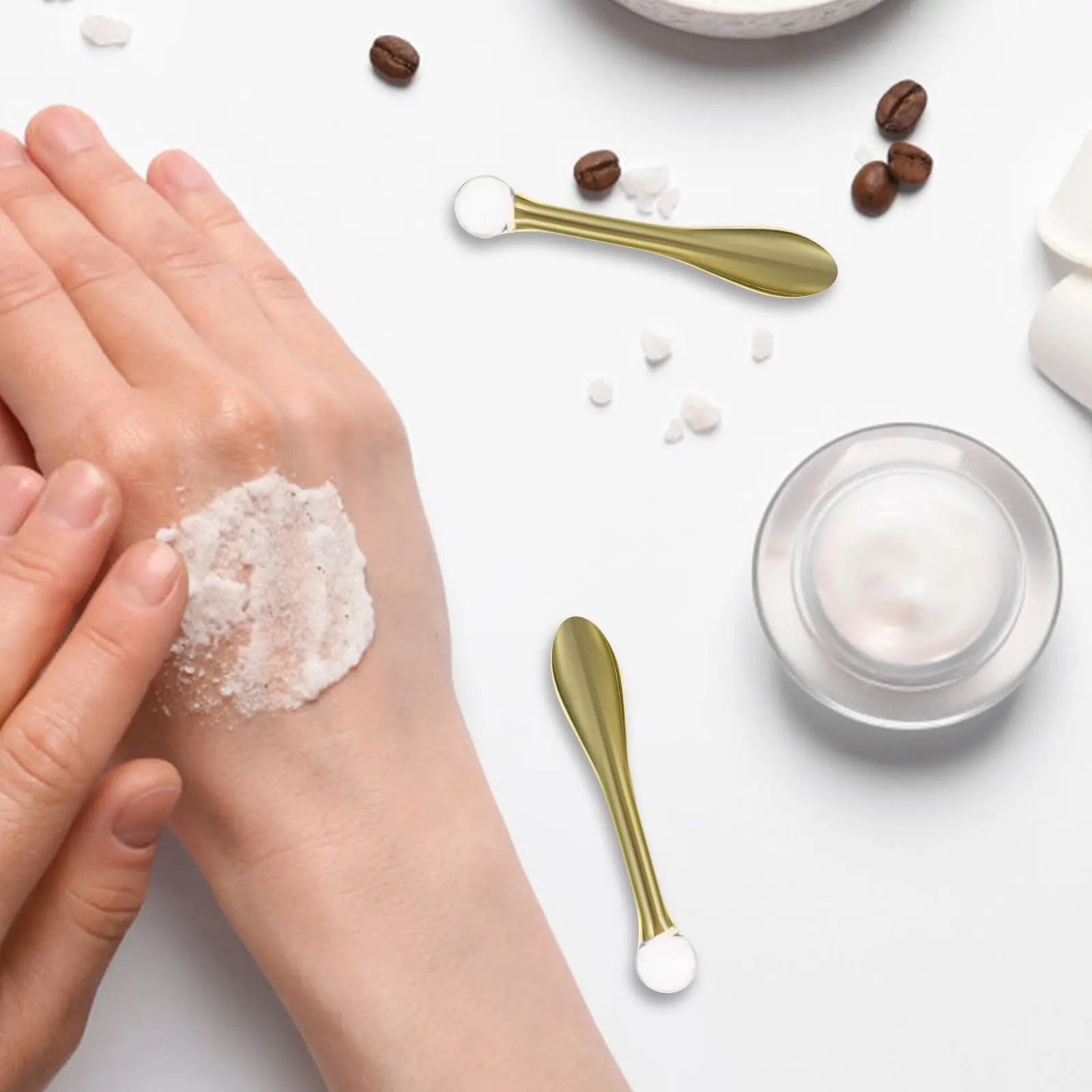 5 stks Oogcrème Lepel Zinklegering Draagbare Gezichtsmassager Voor Dagelijks Gebruik Compact Huidverzorging Tool Gladde Handvat Applicator