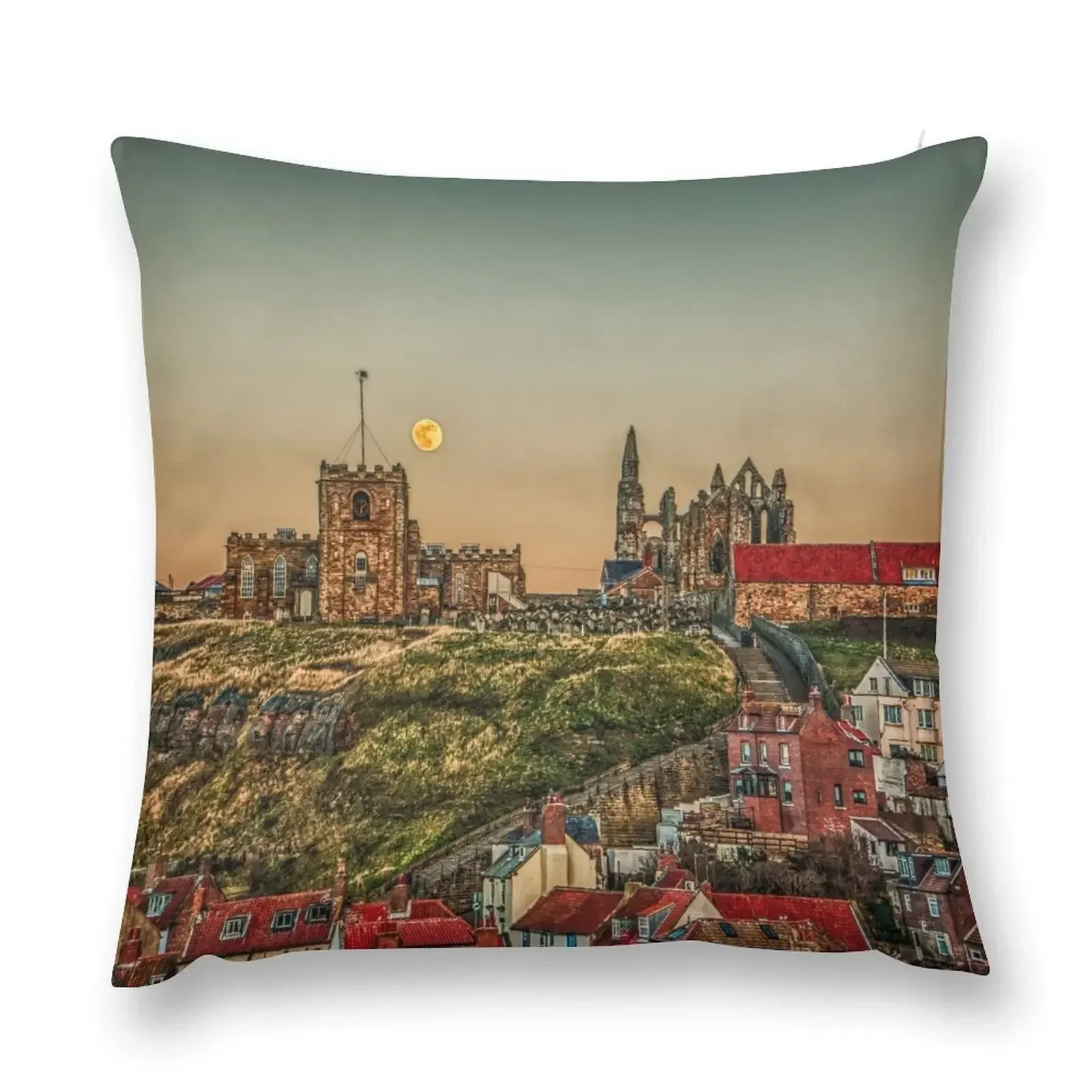 Whitby's 199 Steps to the Abbey and the Moon Throw Pillow Pillowcases Cushions For Children pillow