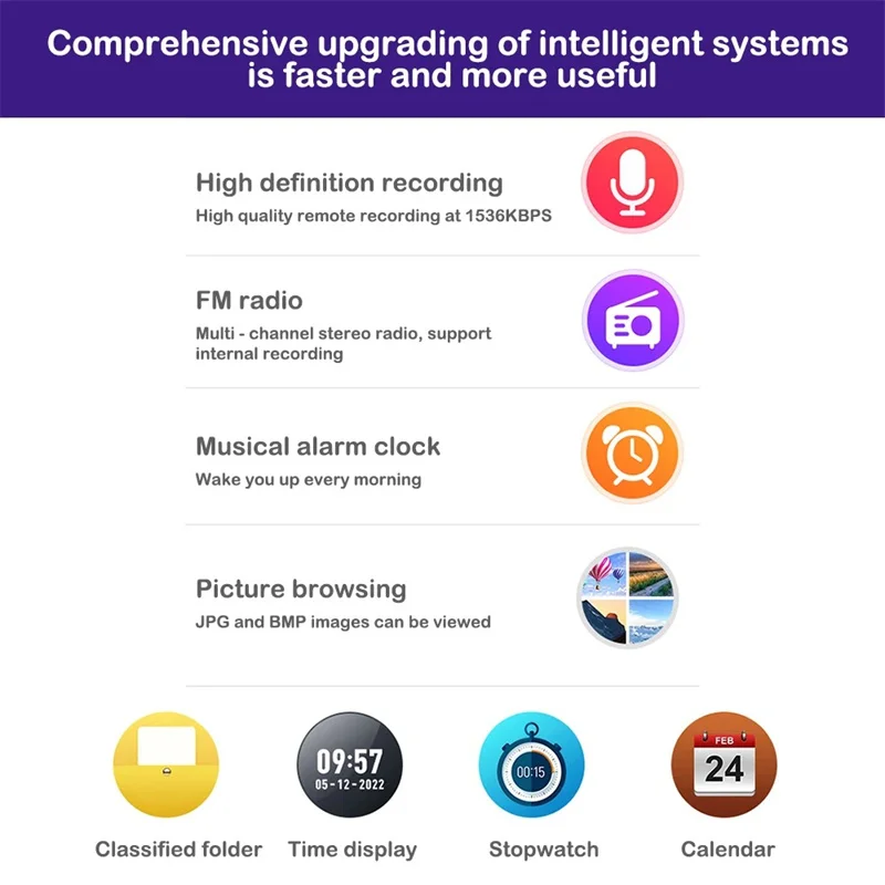 2025 Reproductor MP4 inteligente Reproductor de música MP3 Bluetooth 5.2 Pantalla táctil HD E-book Grabación de video Reproductor MP3 AVI Soporte en varios idiomas