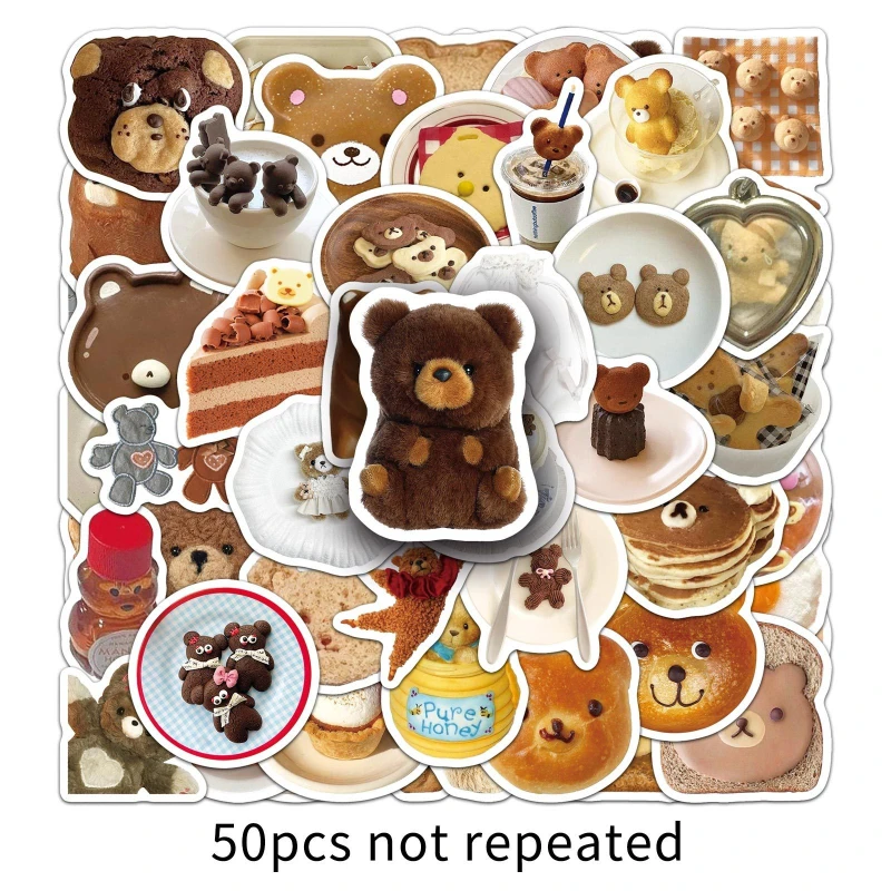 

50 шт., наклейки для десерта с милым выпечивающим медведем-журнал и скрапбук, украшение «сделай сам», водонепроницаемые наклейки для чехла для телефона, чашки с водой для багажа