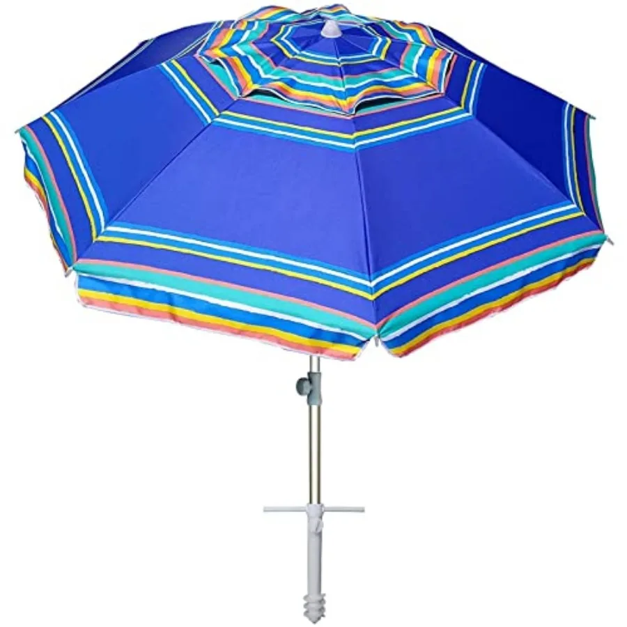 

7ft Heavy Duty High Wind Beach Umbrella Parasols with Sand Anchor Vent Tilt UPF 50+ Sun Protection Portable Outdoor Sunshade Um
