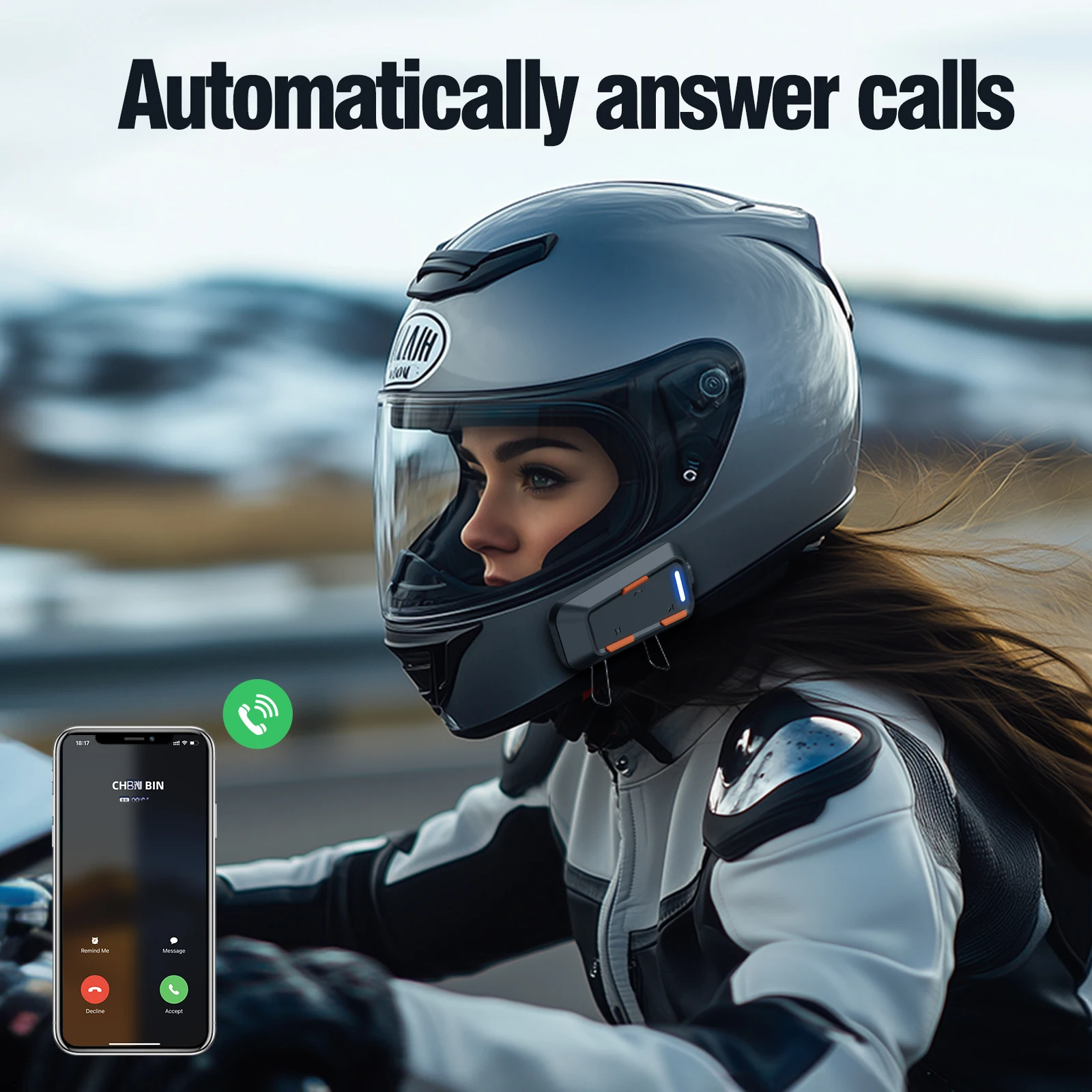 

2025 New C1 Motorcycle Intercom Headphone ENC Noise Cancellation Clear Sound