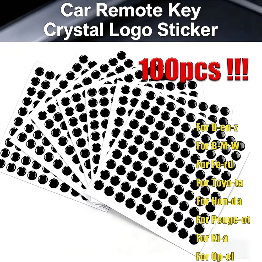 100pcs/Lot 14mm Car Remote Key Epoxy Crystal Logo Sticker for VVDI KD for Xhorse Remote Key Badge DIY Key Fob Emblem Round 14MM