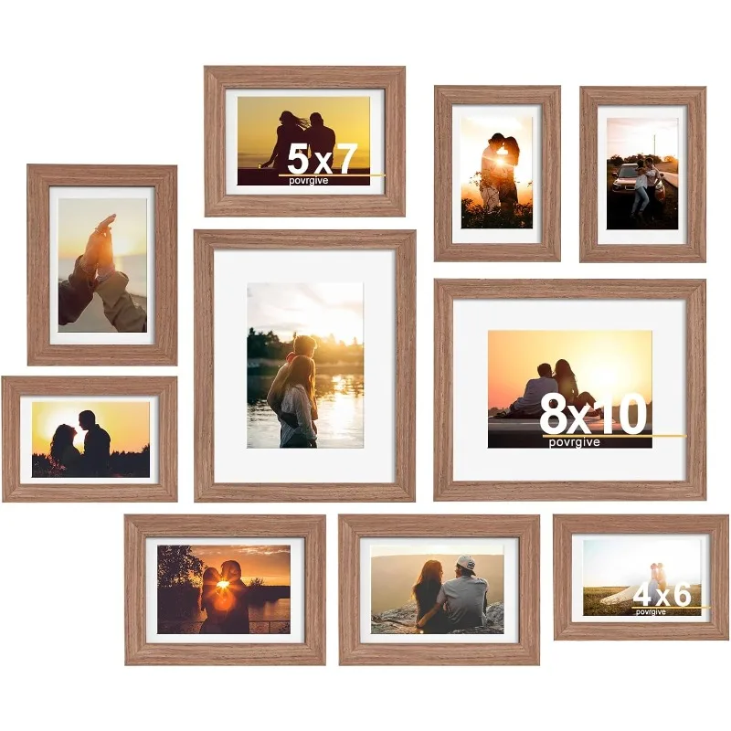 

Picture Frame Set 10 Pack, Picture Frames Collage Wall Decor with Mat for Multiple Sizes Photos, Two 8x10, Four 5x7,