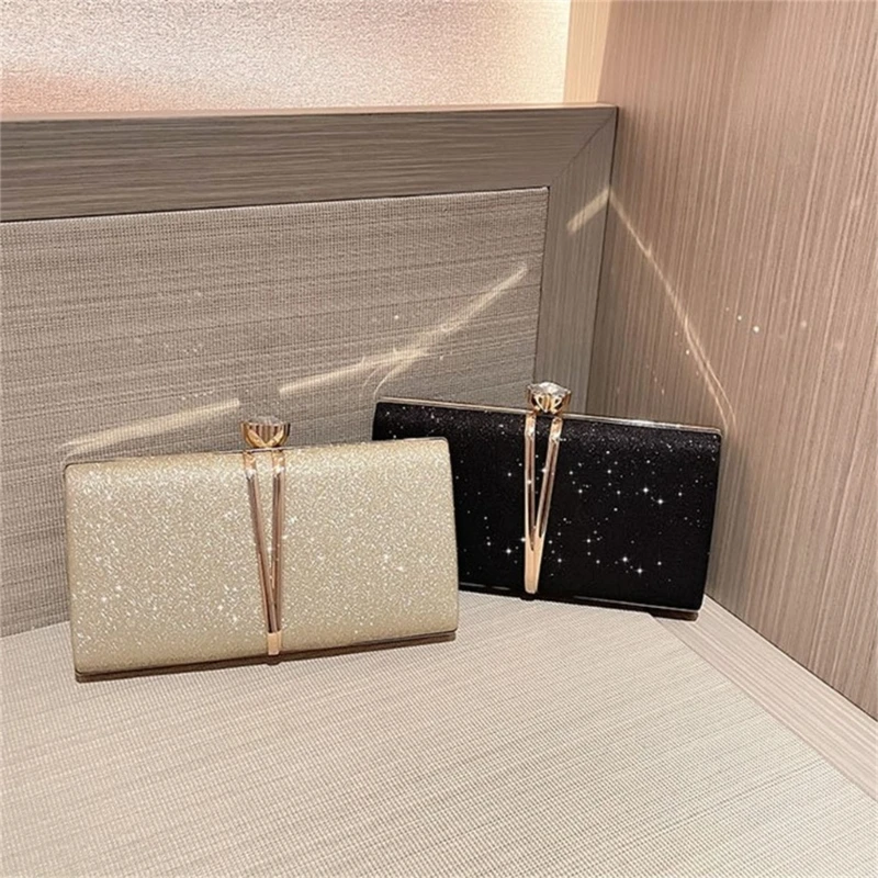 

Womens Evening Clutch Bag Glitter Shoulder Bag with Chain Banquet Handbag Wedding Purse Shiny Crossbody Bag for Parties