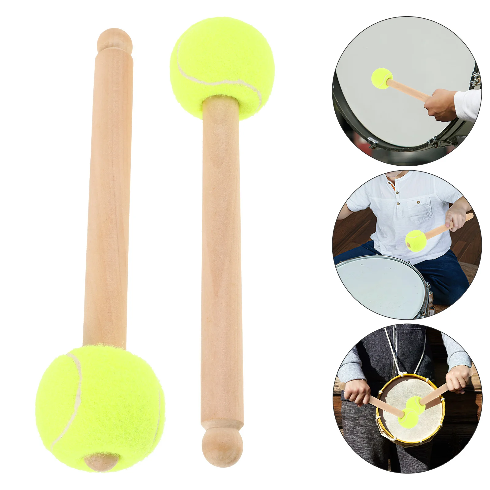 

2pcs Bass Drum Mallet Wooden Handle Lightweight Percussion Drumstick For Drum Practice Performance Replacement Accessory