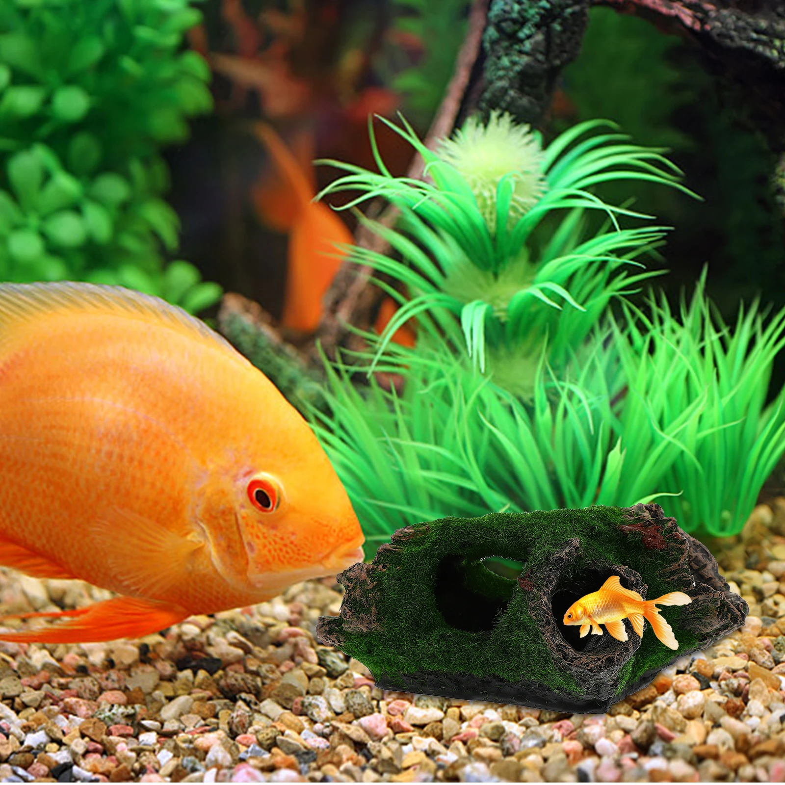 

Simulated Aquarium Ornament Natural Resin Hiding Durable Fish Tank Decor Landscape Prop For Aquarium Landscaping