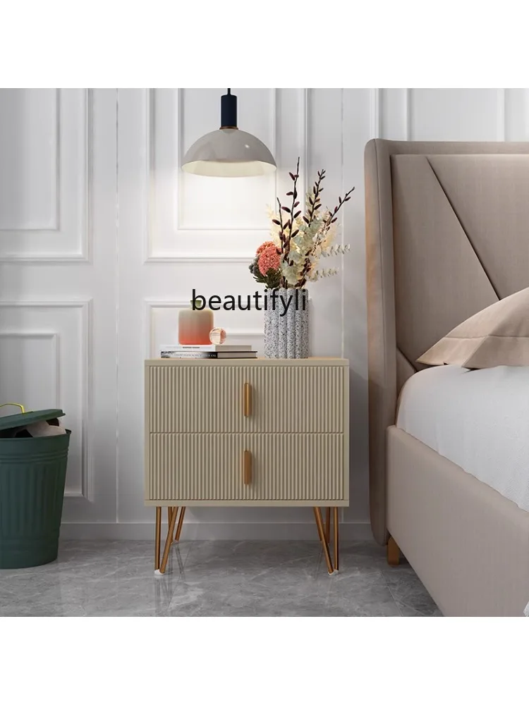 Ventilator Light Luxury White Storage I Post-Modern Bedside Nordic Storage Bedside Table Solid Wood Bedroom Simple