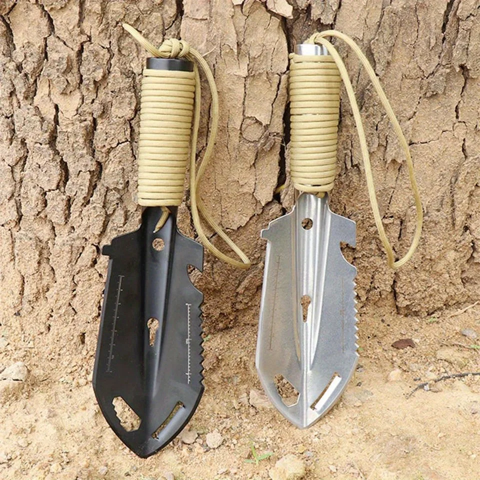 Multifunctional Multitool Small Shovel, Metal Camping Spade Hand Trowel With Wraped Handle For Camping, Outdoor Digging