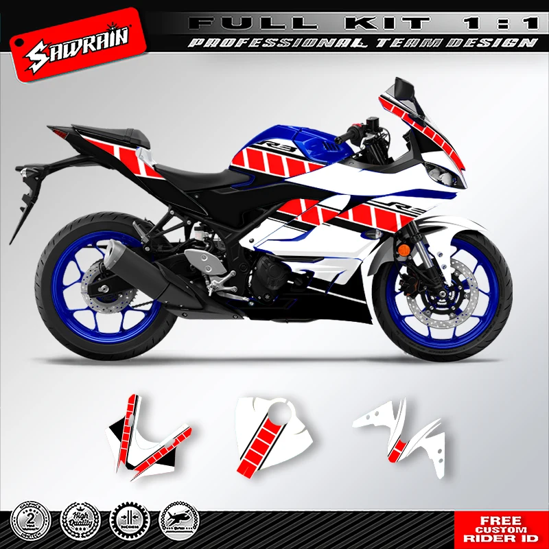 

Sawrain Custom Motorcycle Backgrounds Graphcis Decal Stickers Kits for YAMAHA 2019 2020 2021 2022 2023 R3 006