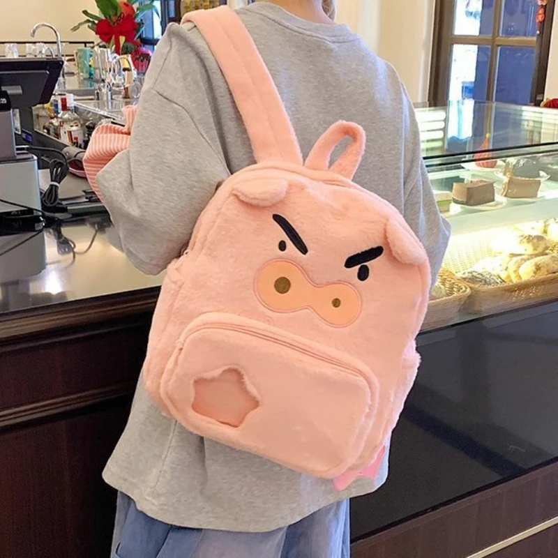 Mochila de pelúcia de porco rosa irritado mochila de grande capacidade saco de desenho animado de alto nível de aparência uma mochila escolar versátil para estudantes