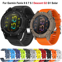 Descent G2 G1 Solar Official Silver Clasp Straps For Garmin Fenix 8 7 7X 6 6X Pro 5X Epix 2 Silicone QuickFit 22 26mm Watch Band