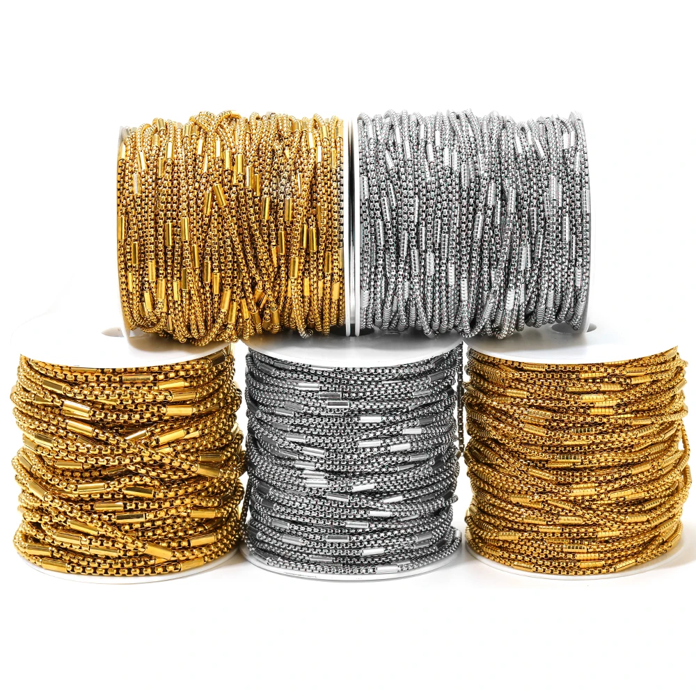 1 Meter Edelstahl-Goldrohrkette für DIY-Halsketten, Schmuck, Ohrringe, Armbandherstellung, Zubehör, Großpackung – Detail 4
