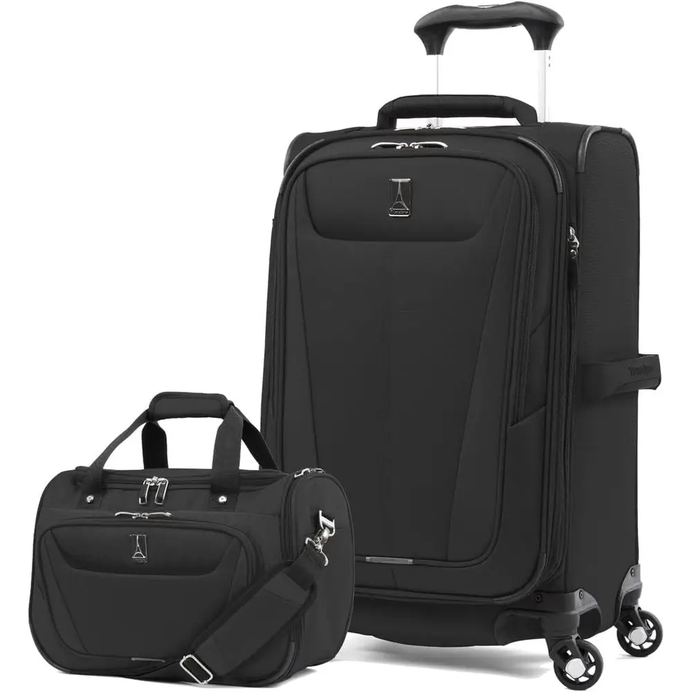 

Expandable 2-Piece Carry-On Luggage Set with 4 Spinner Wheels and Underseat Tote, Lightweight Suitcase for Men & Women, Black