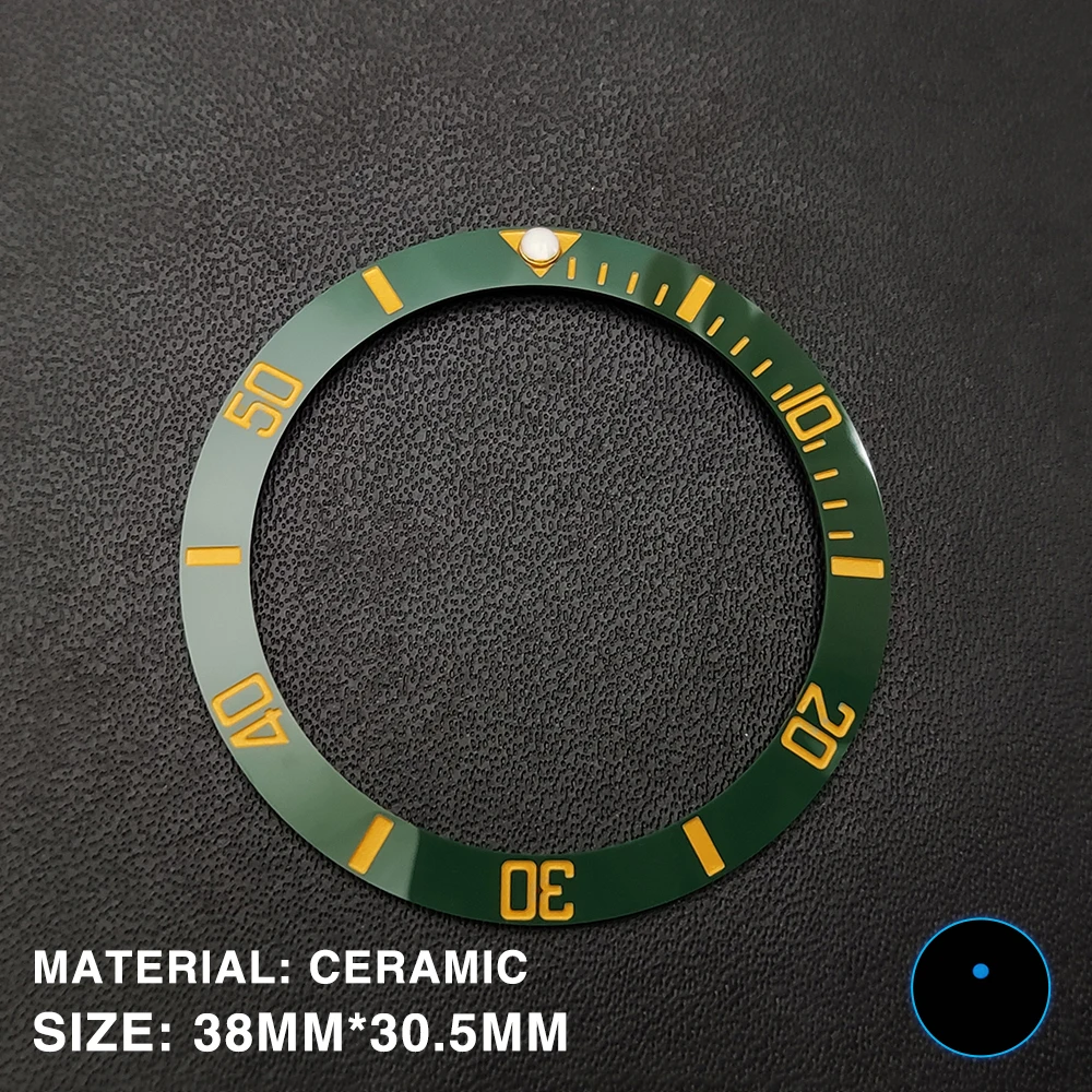 Relógio modificação loja 38mm moldura de alta qualidade sub cerâmica azul preto bezel azul contas luminosas para 40mm relógio masculino 30.5mm