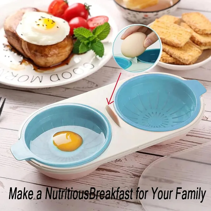1pc Microwave Eggs Poacher,Double-Cup Egg Boiler,Kitchen Gadget, Hot Spring Egg Mold ,Cooking Tools,Clear Water Lotus Egg Maker view 6