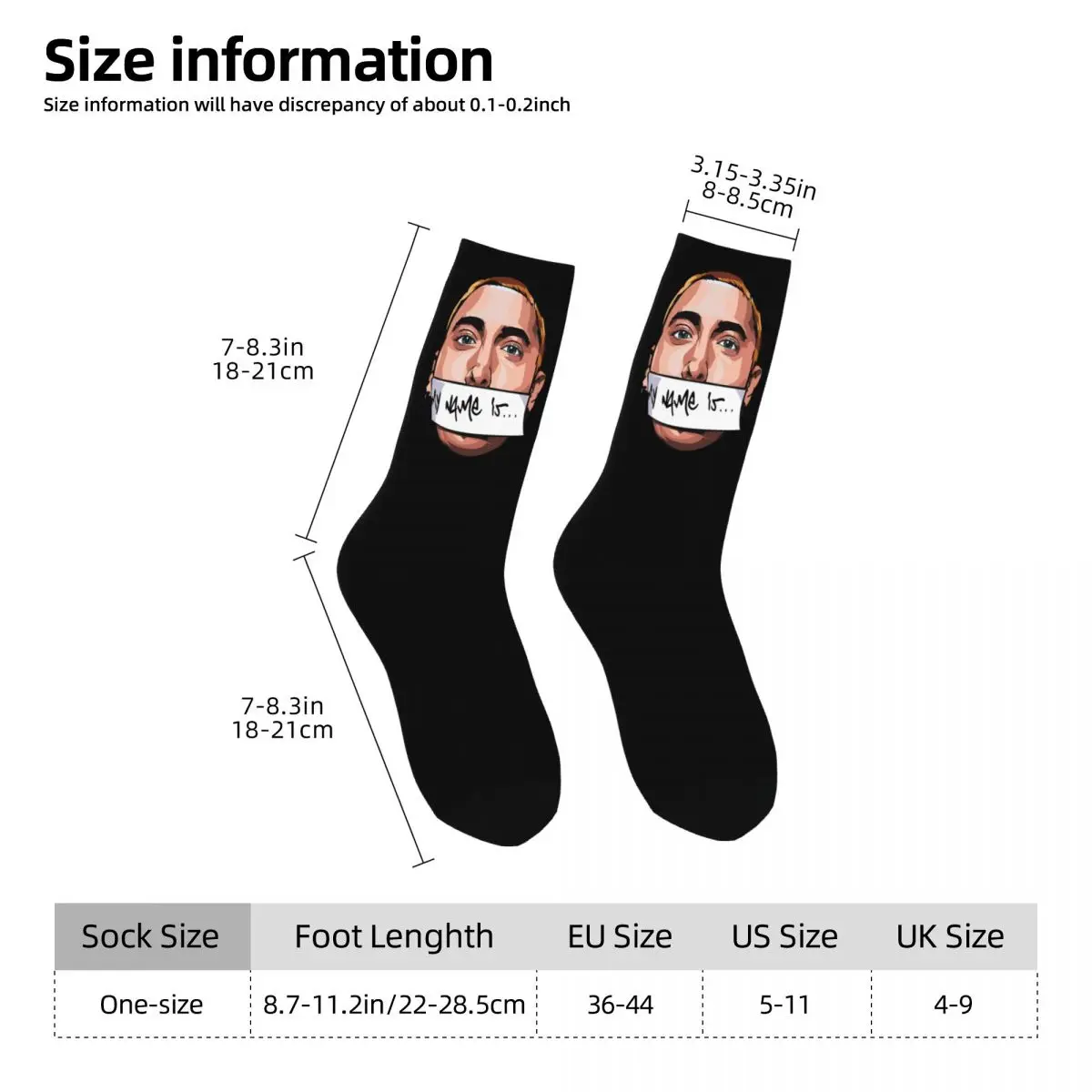 Eminem My Name is Slim Shady POLYESTER للجنسين المشي لمسافات طويلة 3D Print Happy Socks