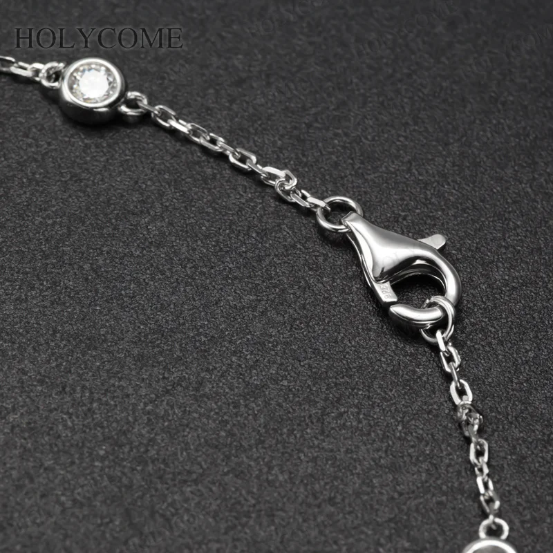 925er Sterlingsilber Armband mit runder, funkelnder Moissanit-Steinbesetzung in D-Farbe und VVS1-Qualität, stapelbar, modisch, für Damen, edler Schmuck. – Detail 6
